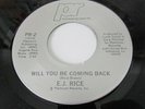 E.J. RICE RARE MODERN NORTHERN SOUL 45 ON PALTINUM LABEL WILL YOU BE COMING BACK