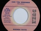 Crossover Soul/Funk 45 RHONDA DAVIS Can You Remember DUKE VG++ promo HEAR
