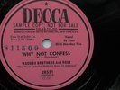 Maddox Brothers and Rose 78rpm Single 10-inch Decca Sample Records #28551 PROMO