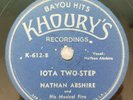 Nathan Abshire Khoury's Iota Two Step Cajun Vinyl Record 78 K-612 VG