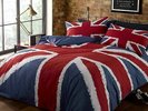 Rock N Roll Funky Union Jack British Uk Blue Red White Double Duvet Cover Bed...