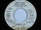 Crossover Soul 45 TOMMIE LEE That's The Way I Want To Live CAPITOL promo HEAR