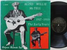 Yazoo Blues LP Blind Willie McTell The Early Years 1927-1933 Belzona L-1005.