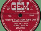 ANGEL FACE (w/ Frank Motley Crew) What's That Stuff Joe's Got 78rpm Gem 1953