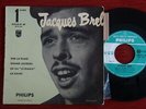 45T 1EP JACQUES BREL - SUR LA PLACE - POCHETTE RARE - 432 018 - 1960 + LANGUETTE