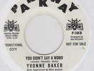 Northern soul YVONNE BAKER You didn't say a word Parkway P140 classic oldie