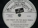 78 RPM COUNTRY,PEE WEE KING, SCREWBALL / LAST NIGHT ON THE BACK PORCH