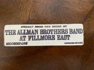 Allman Brothers Band-Fillmore East -Hype Sticker-Near Mint