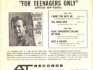 BOBBY DARIN-PROMO ONLY-4-SONG-PICTURE SLEEVE+45-(FOR TEENAGERS ONLY)--PS--PIC