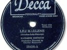 Rare MARLENE DIETRICH 78 RPM Record. Lili Marlene
