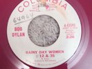 BOB DYLAN RECORD RAINY DAY WOMEN #12&35  RED VINYL PROMO