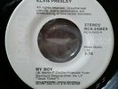 ELVIS PRESLEY RARE GRAY LABEL MY BOY/LOVING ARMS 45 EX-NEAR MINT 1974 GLMB