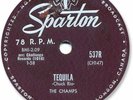 1958 The CHAMPS Instrumental Rock’n Roll 78 RPM Record. Tequila/Train to Nowhere