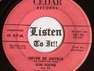 Private Hillbilly Bop 45 SLIM FOSTER Never Be Untrue / I Wish I’d CEDAR hear