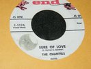 THE CHANTELS 45 rpm 7 inch Girl Group Single PRAYEE Sure Of Love 1958 End Recrds