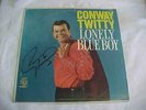 CONWAY TWITTY AUTOGRAPHED LP MGM E3818  LONELY BLUE BOY  COVER ONLY  NO RECORD