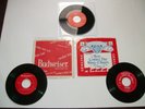 (3)  Budweiser Here Comes the King of Beers &  Miller  7 in 45 RPM records  P/S