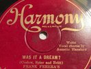 78 Rpm; Annette Hanshaw w/ Frank Ferera ; Was It A Dream? & For Old Times