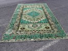 Large area rug. Handmade. Green color. dimensions: 6.5×10.9ft