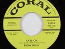 Rockabilly 45 BUDDY HOLLY Rave On CORAL VG+ promo HEAR