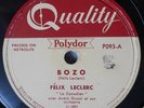 FELIX LECLERC Bozo / La Danse La Moins Jolie 1951 QUALITY FOLK 78 QUEBEC