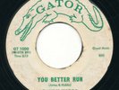 Rockabilly 45 - RANDY HOBBS You Better Run GATOR Great HEAR