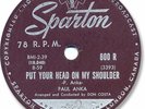 1959 PAUL ANKA Rock’n Roll 78 RPM Record. Put Your Head on My Shoulder