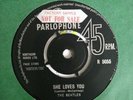 THE BEATLES - SHE LOVES YOU rare UK 1963 PROMO SAMPLE / 1ST PRESS / EX+ DECCA PR
