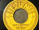 Elvis 45 SUN 215 Milkcow Blues Boogie You’re a Heartbreaker Pushmarks VG+ Rare