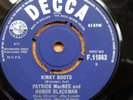 PATRICK MacNEE and HONOR BLACKMAN Kinky Boots ORIG 1964 UK 45 The Avengers TOP