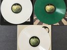 THE BEATLES ABBEY RD GREEN + WHITE ALBUM WHITE + LET IT BE WHITE VINYLS BUNDLE