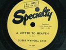 78tk-Black Gospel-SPECIALTY 834-Sister Wynona Carr-(Letter to Heaven/In a little