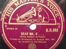 Quentin Reynolds Dear Mr S 78 HMV BD948 VG 1940 10