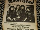 VINTAGE ORIGINAL MOTORHEAD CRO-MAGS OMEN FLYER 8.5X11 METAL PUNK RARE HARDCORE