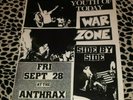 VINTAGE ORIGINAL YOUTH OF TODAY WAR ZONE SIDE BY SIDE FLYER 8.5X11 PUNK RARE SXE