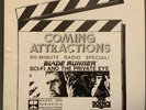 Coming Attractions-Blade Runner, 60-Min Radio Special Promo LP,  1982 The Source