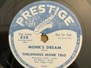 JAZZ 78 Thelonious Monk Trio MONK'S DREAM/LITTLE ROOTIE TOOTIE Prestige 850 DJ