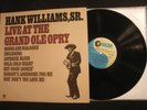 Hank Williams Sr. - Live At The Grand Ole Opry - 1976 Vinyl 12'' Lp/ Country Pop