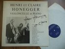 RARE PRIVATE PRESS SIGNED LP HENRI ET CLAIRE HONEGGER VIOLONCELLE ET PIANO cello