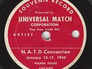 UNIVERSAL MATCH CORP.  N.A.T.D. Convention Palmer House Chicago 1942 78RPM