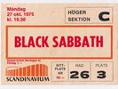BLACK SABBATH concert ticket stub - 27 October 1975 Gothenburg, Sweden METAL