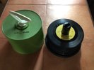VINTAGE 45 RPM GREEN DISK GO CASE Record Holder With 40 RECORDS INCLUDED 