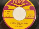 Duke 186 Little Sonny - I Gotta Find My Baby / Hear My Woman PROMO 7
