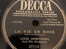 Decca 78 RPM Louis Armstrong - La Vie En Rose 27113 E+