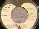 PAUL & LINDA McCARTNEY - Too Many People #1837 Apple *45 RPM* 7