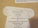 Mendelssohn Concerto in E minor Vinyl Record ML 4001