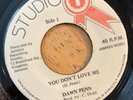 DAWN PENN You Don't Love Me 45 on Studio One JA rocksteady