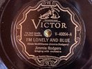 Victor 4054  Jimmie Rodgers  LONESOME & BLUE w Jazz Band 78rpm 1928  Country EE+