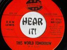 Country Honky Tonk Booze 45 DON LEWIS This World / Two NASHVILLE Starday hear