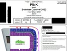 2 places en fosse or pour le concert de PINK le 20/06/23 à Paris Défense Arena